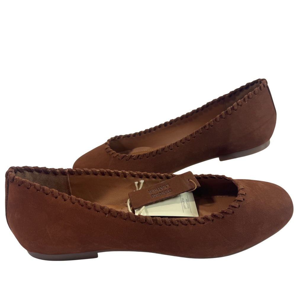 New Joie Brown Leather Ballet Flats Women's Size 8.5 Round Toe Casual‎ Shoes